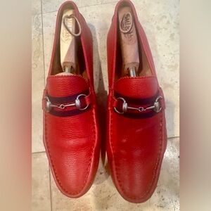 Men's Red Gucci Classic Driving Shoe with Horsebit Size 12.